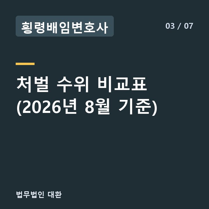 횡령배임변호사 처벌 수위 비교표 (2026년 8월 기준) —